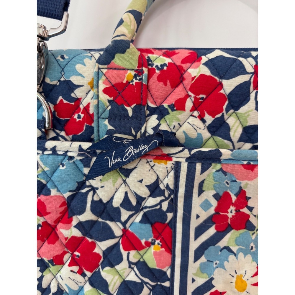 Vera Bradley Floral Quilted Laptop Bag Blue Multicolor Shoulder Strap Work Bag - Picture 7 of 9